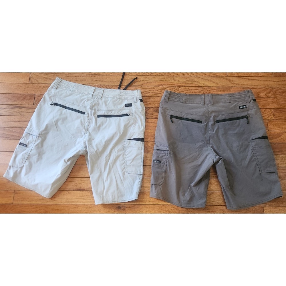 (2) Pelagic Shorts Mens 34 Gray Blue Traverse Hybrid Performance Fishing Cargo - Picture 2 of 6